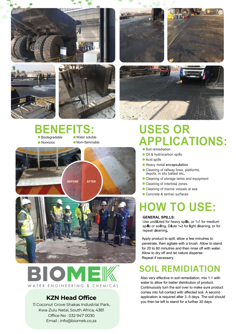 Hydrocarbon remediator application brochure page